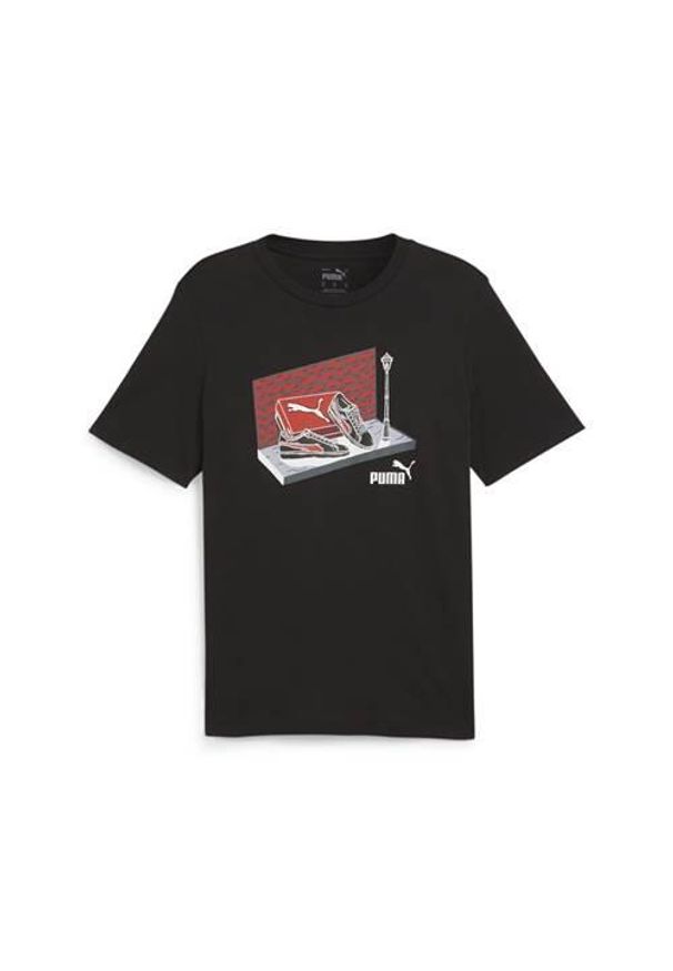 Koszulka treningowa męska Puma Graphics Sneaker Box. Kolor: wielokolorowy, czarny. Materiał: bawełna. Długość rękawa: krótki rękaw. Długość: krótkie. Sport: bieganie