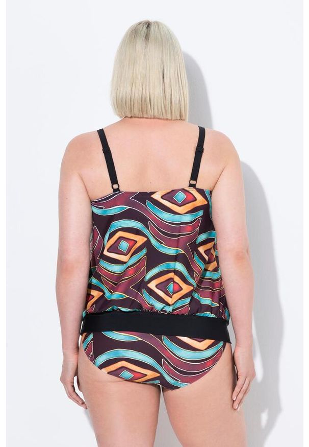 ULLA POPKEN - Damskie Tankini miękkie miseczki elastyczny dół. Kolekcja: plus size. Kolor: czarny. Materiał: elastan, poliamid, materiał