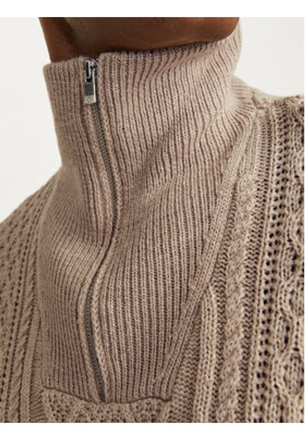 Jack & Jones - Jack&Jones Sweter Blunorth 12261780 Beżowy Regular Fit. Kolor: beżowy. Materiał: bawełna, syntetyk