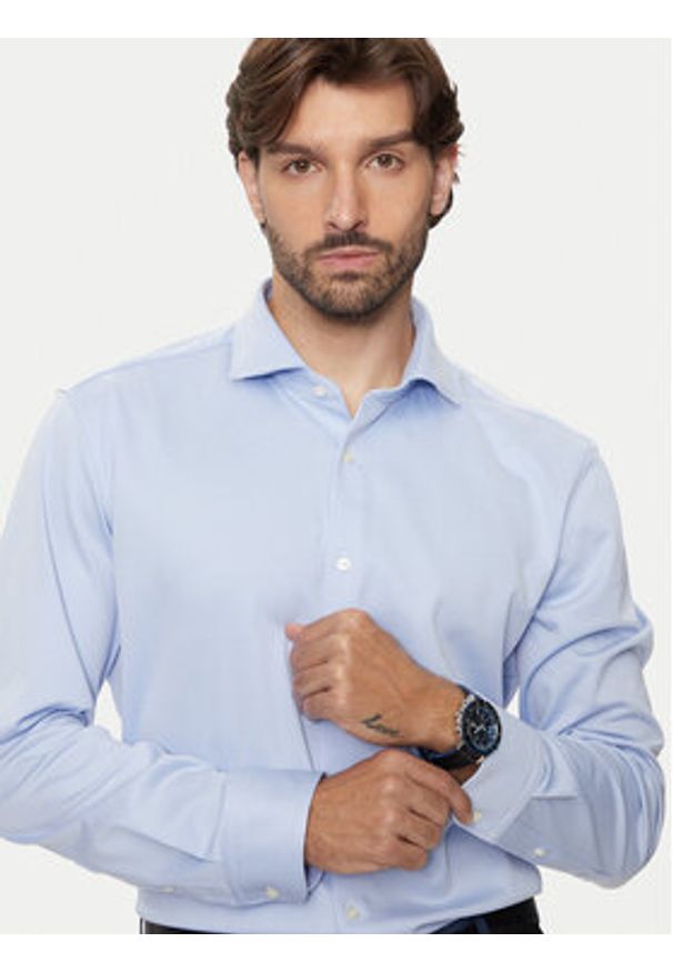 BOSS - Boss Koszula 50473312 Błękitny Slim Fit. Kolor: niebieski. Materiał: syntetyk, bawełna