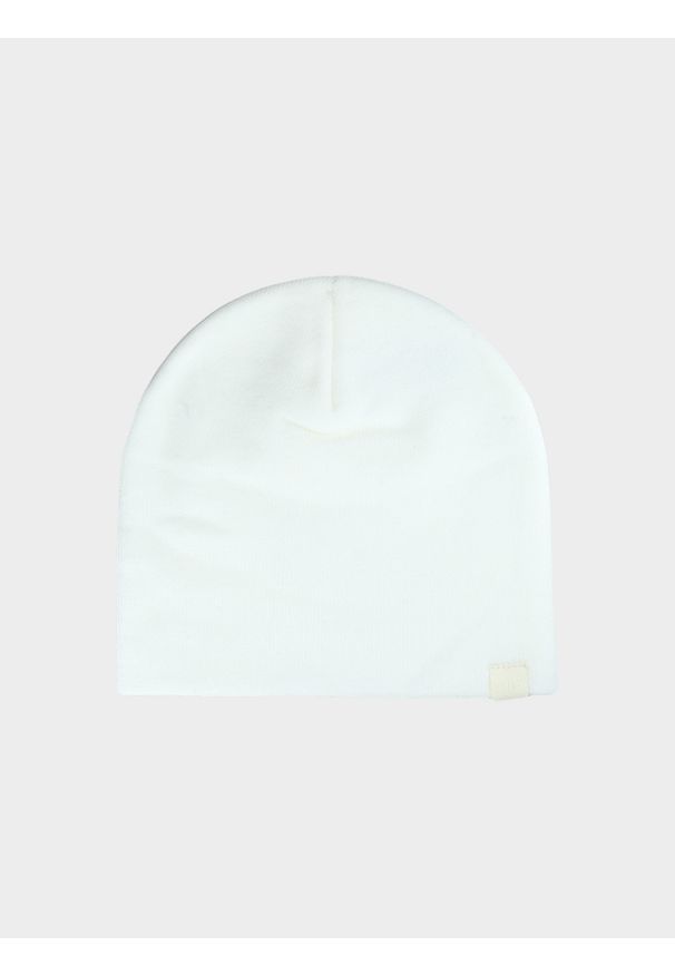 4f - Czapka beanie dziecięca - beżowa. Kolor: beżowy. Materiał: syntetyk, materiał. Sezon: zima. Styl: sportowy, klasyczny