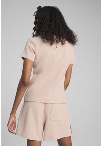 Puma - Damska koszulka HER PUMA Rose Quartz Pink. Kolor: różowy. Materiał: materiał. Wzór: haft