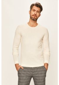Tailored & Originals - Sweter. Kolor: beżowy. Materiał: dzianina. Wzór: gładki #1