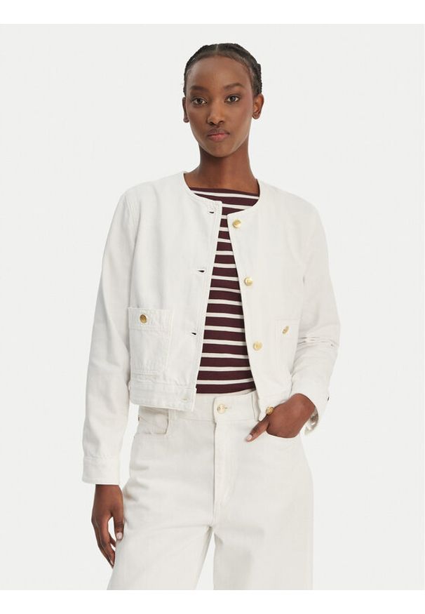 TOMMY HILFIGER - Tommy Hilfiger Kurtka jeansowa Lady WW0WW48591 Biały Regular Fit. Kolor: biały. Materiał: bawełna