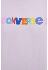 Converse t-shirt bawełniany kolor fioletowy. Kolor: fioletowy. Materiał: bawełna. Wzór: nadruk