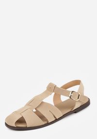 Born2be - Beżowe Sandały Gladiatorki z Imitacji Nubuku z Klamerką Belenatia. Zapięcie: pasek. Kolor: beżowy. Materiał: nubuk. Sezon: lato. Styl: klasyczny #7
