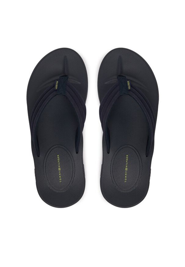 TOMMY HILFIGER - Tommy Hilfiger Japonki Molded Hilfiger Lth Beach Sandal FM0FM05802 Granatowy. Kolor: niebieski. Materiał: syntetyk