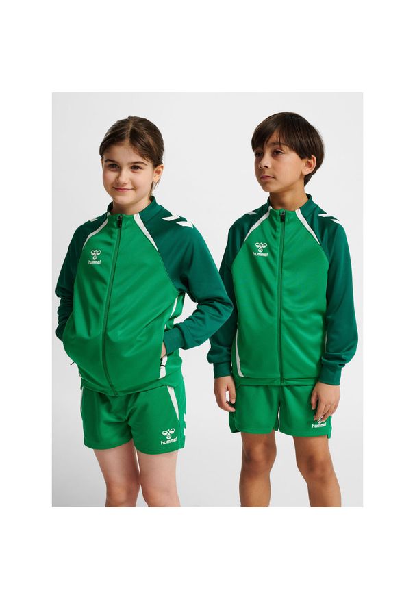 Dziecięca bluza dresowa zapinana na zamek Hummel Lead 2.0 Track. Kolor: zielony. Materiał: dresówka