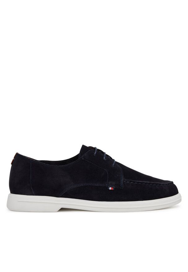 TOMMY HILFIGER - Tommy Hilfiger Mokasyny Moc T Derby FM0FM05495 Granatowy. Kolor: niebieski. Materiał: skóra, zamsz