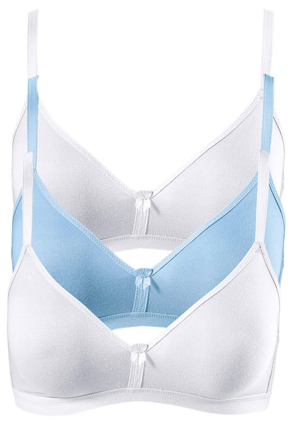 bonprix - Biustonosz bez fiszbinów z bawełny organicznej (3 szt.). Kolor: biały. Materiał: bawełna