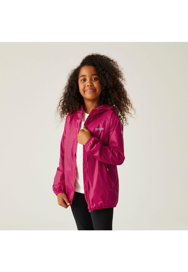 Regatta - Lever II dziecięca wodoodporna turystyczna wodoodporna kurtka. Kolor: różowy. Styl: sportowy. Sport: turystyka piesza