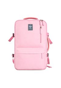 Plecak podróżny Solier FV06 Noa różowy. Kolor: różowy. Materiał: materiał. Wzór: paski. Styl: casual, klasyczny, elegancki #1