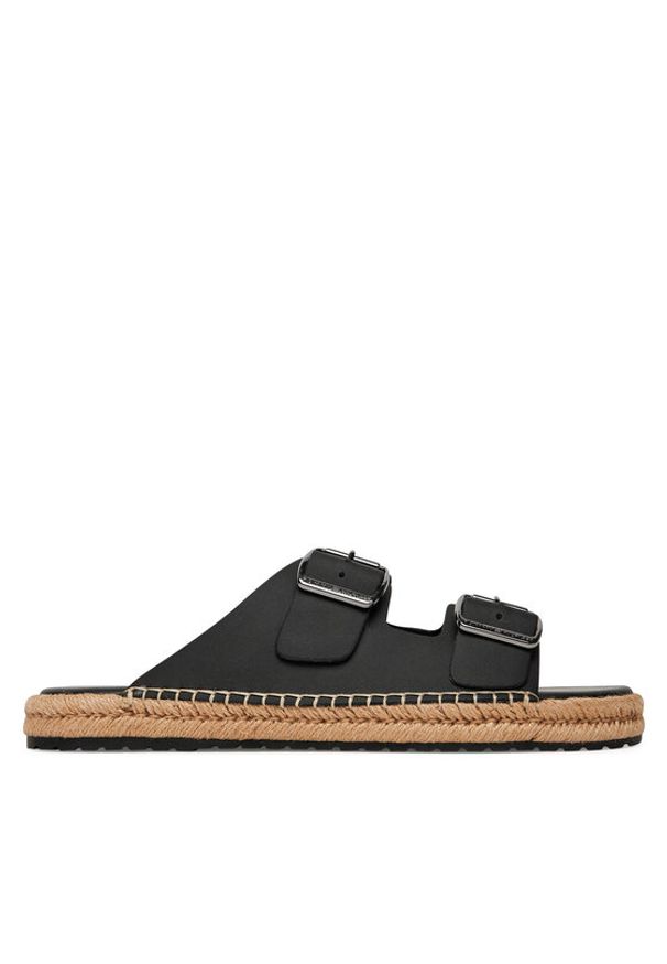 TOMMY HILFIGER - Tommy Hilfiger Espadryle Flex Jutte Hilfiger Lth Sandal FM0FM05646 Czarny. Kolor: czarny. Materiał: skóra