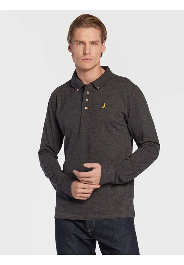 Brave Soul Polo MLT-412WASHINGTN Szary Slim Fit. Typ kołnierza: polo. Kolor: szary. Materiał: syntetyk, bawełna