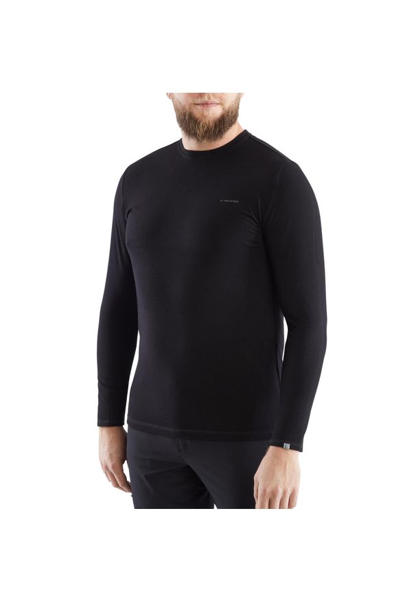 Koszulka longsleeve męska Viking Teres z przędzy bambusowej i wełny Merino. Kolor: czarny. Materiał: wełna. Długość rękawa: długi rękaw