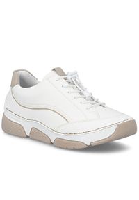 Półbuty damskie sportowe komfortowe białe Rieker 45969-80. Kolor: biały. Materiał: skóra ekologiczna. Styl: sportowy #1