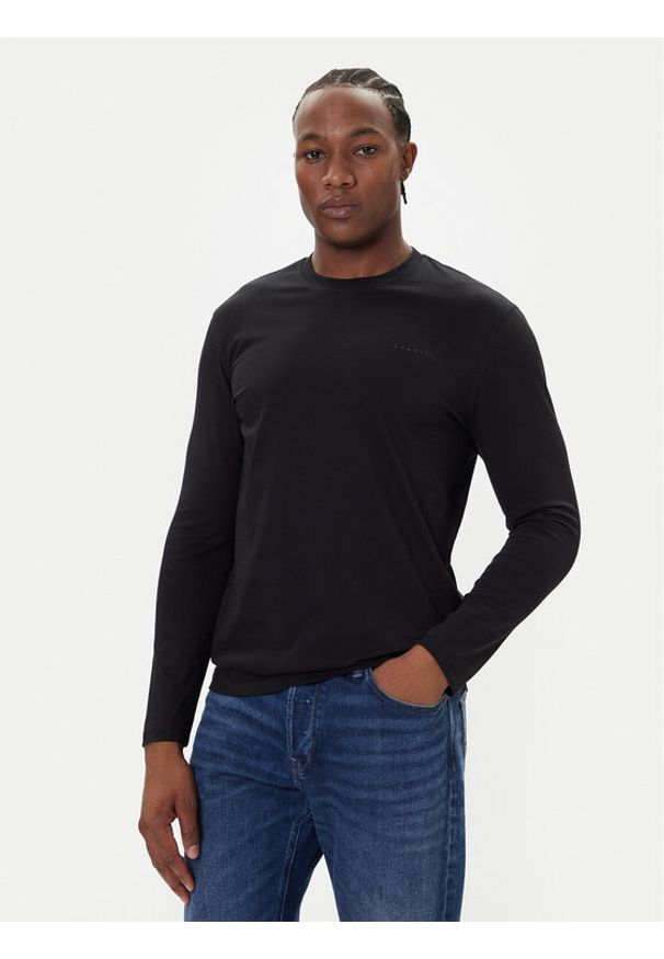 Bugatti Longsleeve 8330-85044D Czarny Regular Fit. Kolor: czarny. Materiał: bawełna. Długość rękawa: długi rękaw
