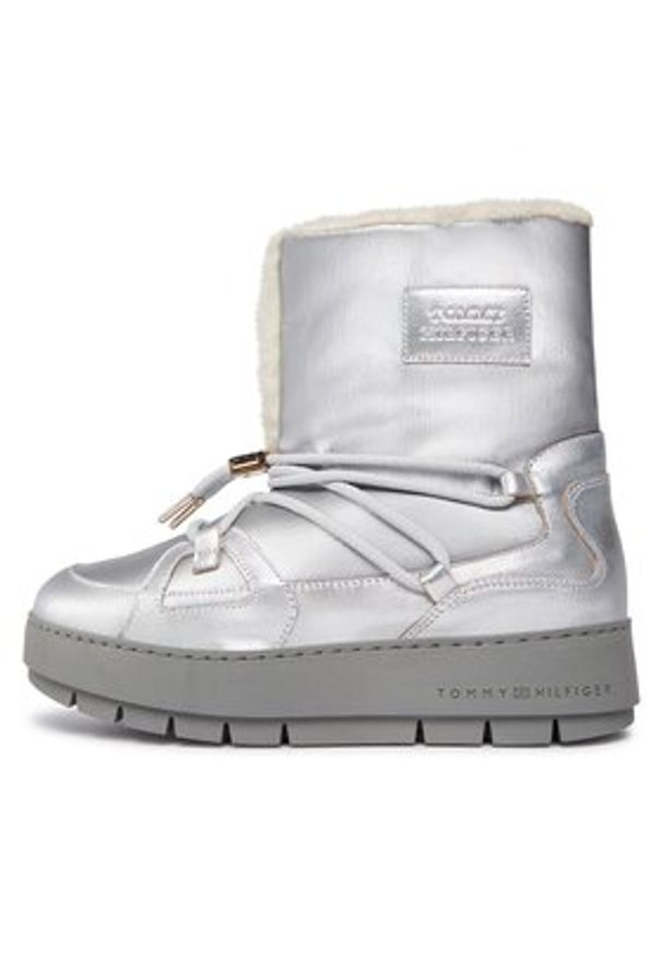 TOMMY HILFIGER - Tommy Hilfiger Śniegowce Tommy Essential Silver Snowboot FW0FW07506 Szary. Kolor: szary. Materiał: materiał