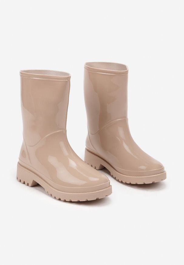 Born2be - Beżowe Kalosze do Połowy Łydki Piatti. Kolor: beżowy