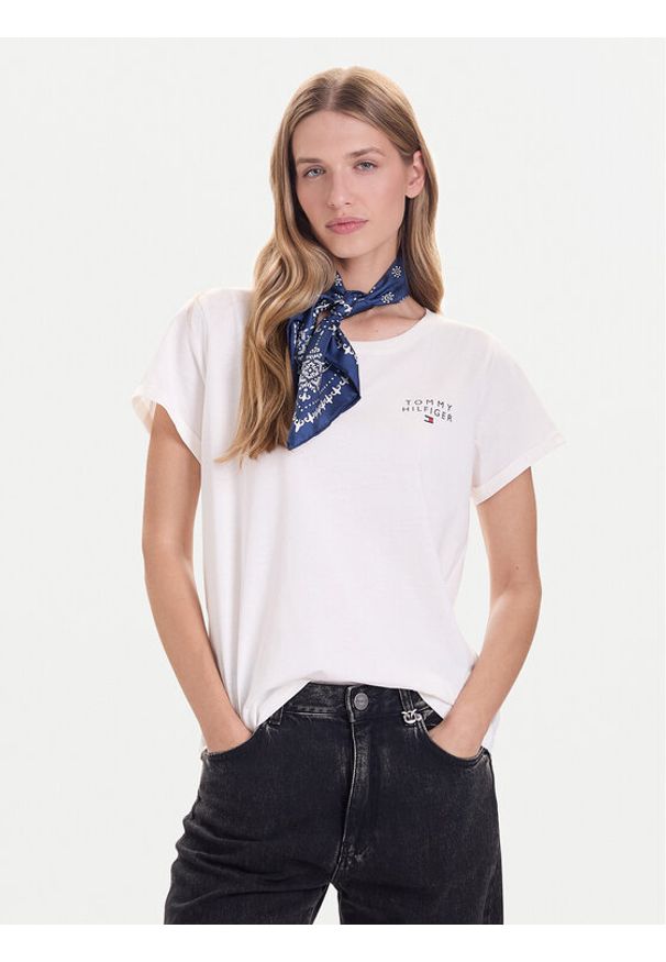TOMMY HILFIGER - Tommy Hilfiger T-Shirt UW0UW04525 Beżowy Relaxed Fit. Kolor: beżowy. Materiał: bawełna