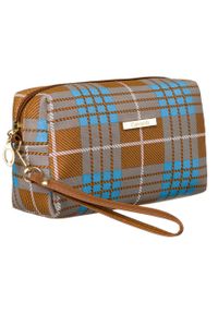 ROVICKY - Kosmetyczka w kratkę Cavaldi KOS-35 błękitna. Kolor: niebieski. Materiał: materiał, syntetyk. Wzór: kratka