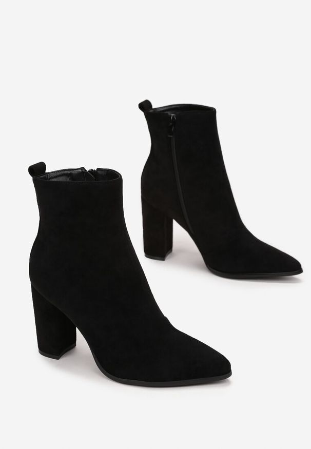 Born2be - Czarne Botki Mysrane. Zapięcie: zamek. Kolor: czarny. Materiał: dzianina. Szerokość cholewki: normalna. Obcas: na obcasie. Styl: elegancki, klasyczny. Wysokość obcasa: średni