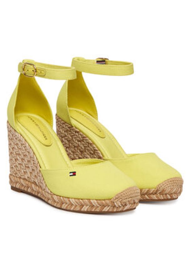 TOMMY HILFIGER - Tommy Hilfiger Espadryle Flag High Wedge Espad Closed Toe FW0FW09225 Żółty. Kolor: żółty. Materiał: materiał