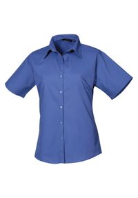 PREMIER - Bluzka Damska Z Krótkim Rękawem Z Popeliny. Kolor: niebieski. Długość rękawa: krótki rękaw. Długość: krótkie #1