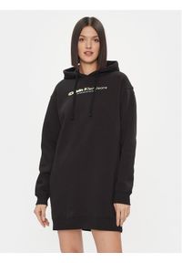 Calvin Klein Jeans Sukienka codzienna Double Ck Hoodie Dress J20J223257 Czarny Oversize. Okazja: na co dzień. Kolor: czarny. Materiał: syntetyk, bawełna. Typ sukienki: oversize, proste. Styl: casual