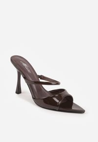 Renee - Brązowe Eleganckie Klapki na Szpilce z Noskiem w Szpic i Dwoma Paseczkami Sarrelle. Kolor: brązowy. Obcas: na szpilce. Styl: elegancki. Wysokość obcasa: średni #4