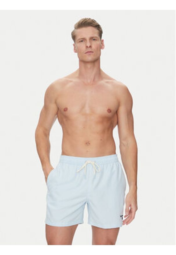 Barbour Szorty kąpielowe Staple Logo 5"MSW0064BU61 Błękitny Regular Fit. Kolor: niebieski. Materiał: syntetyk