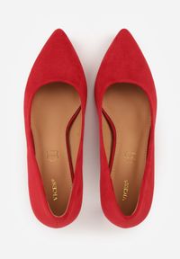 Born2be - Czerwone Czółenka VICES na Szpilce ze Skórzaną Wkładką Urillienne. Okazja: na co dzień, na ślub cywilny, na wesele, do pracy, na spotkanie biznesowe. Kolor: czerwony. Materiał: skóra. Obcas: na szpilce. Styl: klasyczny, casual, biznesowy, elegancki #2