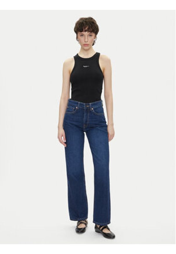 Pepe Jeans Top Marian PL506035 Czarny Slim Fit. Kolor: czarny. Materiał: bawełna