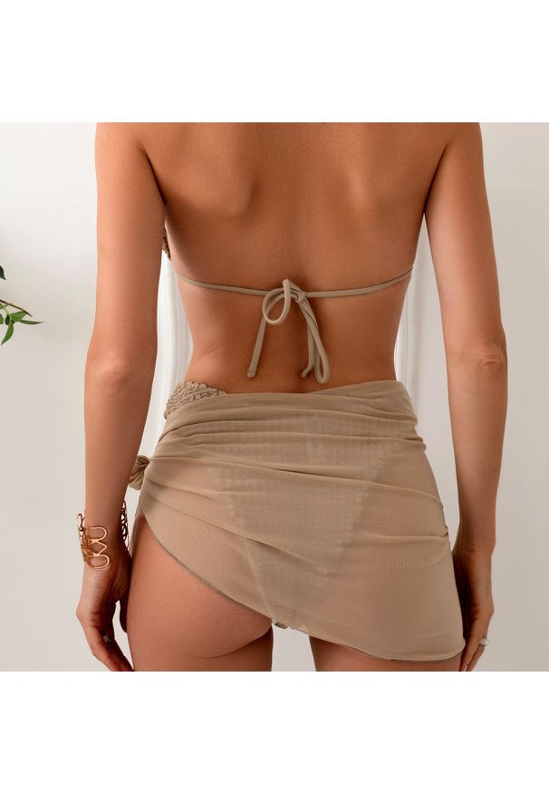 Intica - Strój kąpielowy z pareo z miękkiej tkaniny na lato Austina. Kolor: beżowy. Materiał: tkanina