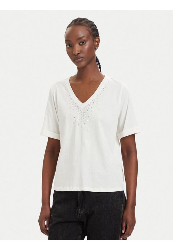 Liu Jo Sport T-Shirt TA6284 JS923 Kremowy Regular Fit. Kolor: kremowy. Materiał: bawełna. Styl: sportowy