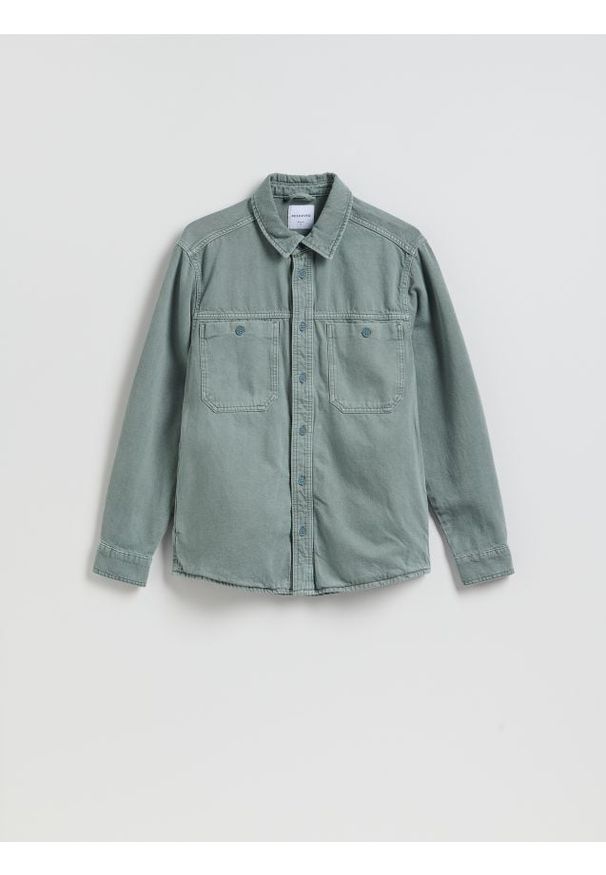 Reserved - Bawełniana koszula regular fit - niebieski. Kolor: niebieski. Materiał: bawełna