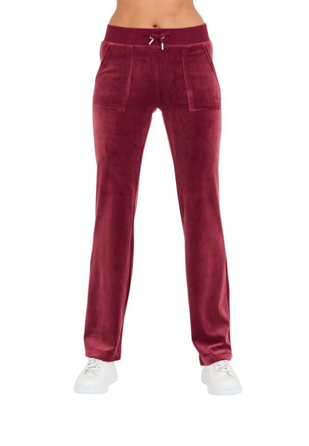 Juicy Couture - JUICY COUTURE Bordowe damskie spodnie dresowe Del Ray Pocket Pant, Rozmiar XS. Kolor: czerwony. Materiał: dresówka