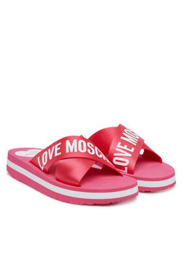 Love Moschino - LOVE MOSCHINO Klapki JA28324G0MIX3604 Różowy. Kolor: różowy. Materiał: materiał