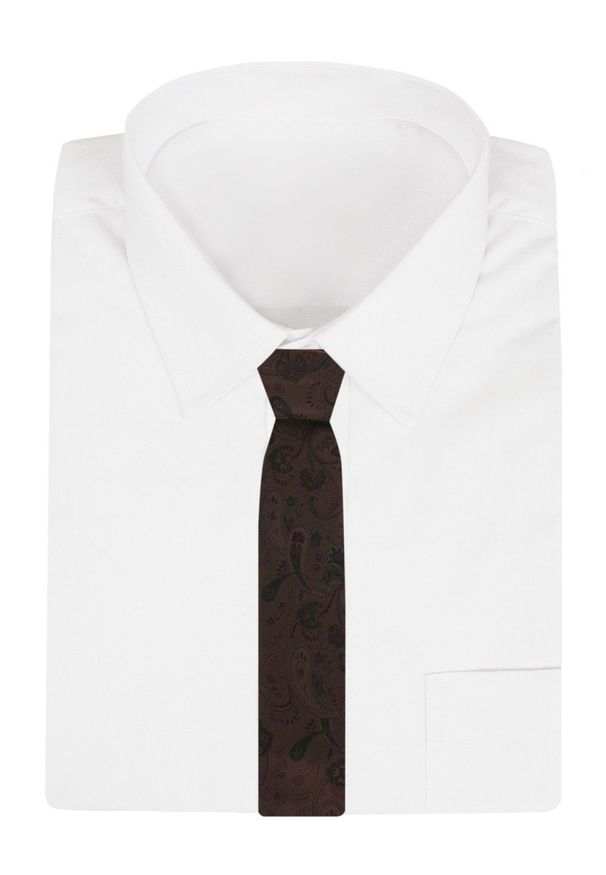 Krawat Męski - Angelo di Monti - Odcień Brązu, Paisley i Kwiaty. Kolor: brązowy, wielokolorowy, beżowy. Materiał: tkanina. Wzór: paisley, kwiaty. Styl: wizytowy, elegancki