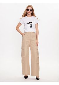 Karl Lagerfeld - KARL LAGERFELD T-Shirt Ikonik 2.0 230W1704 Biały Regular Fit. Typ kołnierza: dekolt w karo. Kolor: biały. Materiał: bawełna
