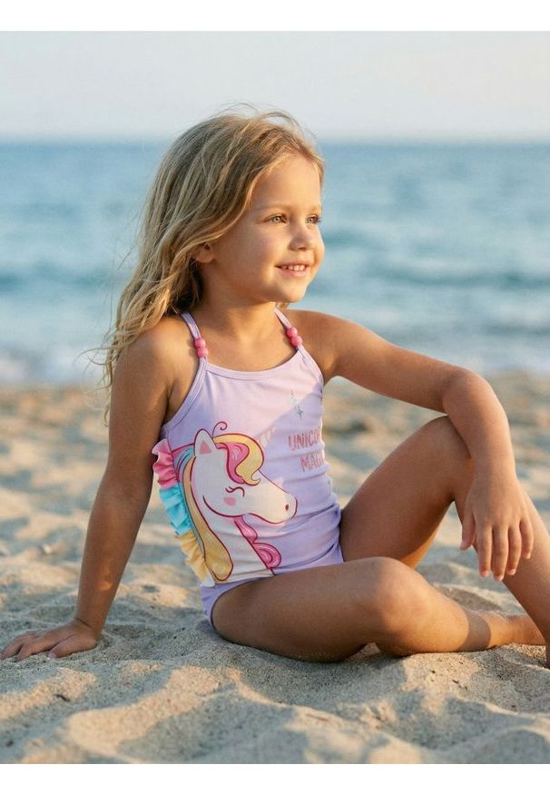 Sinsay - Jednoczęściowy strój kąpielowy z motywem jednorożca - fioletowy. Kolor: fioletowy