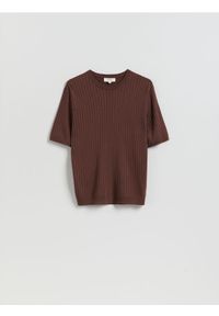 Reserved - T-shirt z dodatkiem CIRCULOSE® - brązowy. Kolor: brązowy. Materiał: wiskoza #1