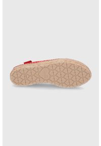 Love Moschino Espadryle zamszowe kolor czerwony na platformie. Nosek buta: okrągły. Kolor: czerwony. Materiał: zamsz. Wzór: gładki. Obcas: na platformie #4
