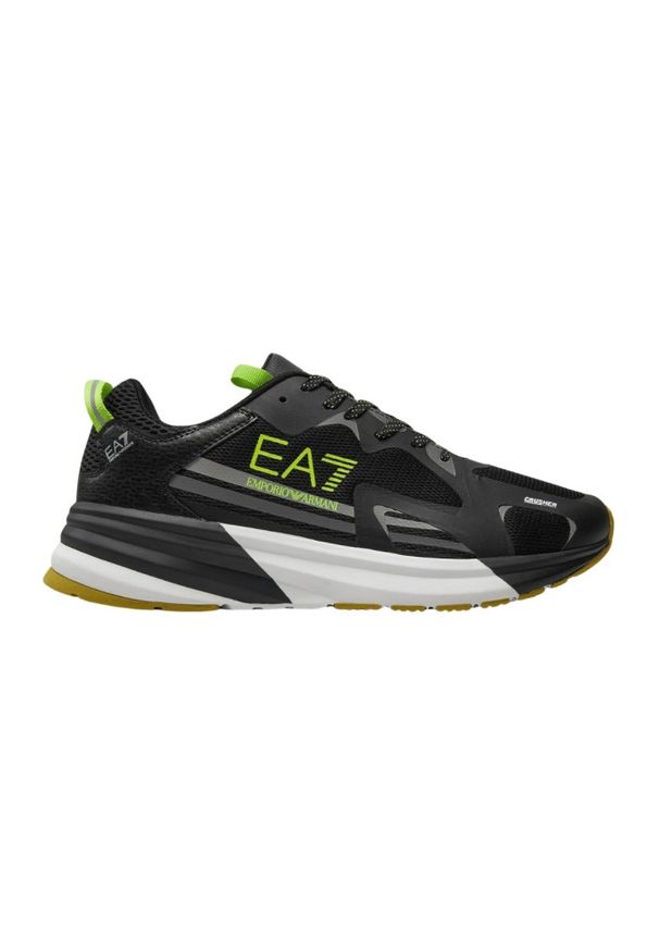 EA7 Emporio Armani - EA7 Czarne sneakersy z zielonym logo, Rozmiar 42 2/3. Kolor: czarny