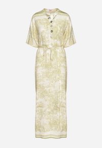 Born2be - Zielona Sukienka Typu Oversize z Wiskozą w Abstrakcyjny Wzór Lunalessa. Okazja: na co dzień. Kolor: zielony. Materiał: wiskoza. Typ sukienki: oversize. Styl: klasyczny, elegancki, casual #4