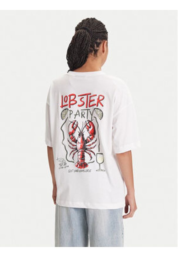 Pieces T-Shirt Tobster 17160811 Biały Oversize. Kolor: biały. Materiał: bawełna