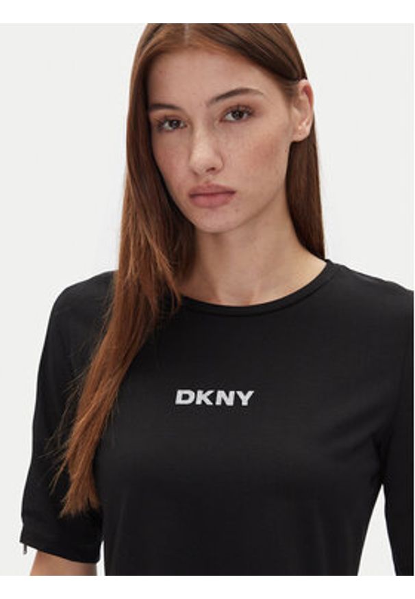 DKNY T-Shirt P4JHBRJQ Czarny Regular Fit. Kolor: czarny. Materiał: bawełna
