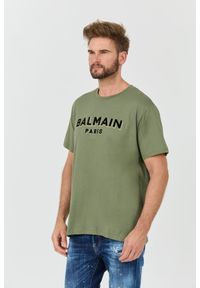 Balmain - BALMAIN Zielony t-shirt Flock&foil T-shirt Bulky Fit. Kolor: zielony #4