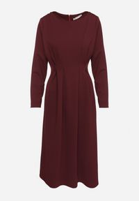 Born2be - Bordowa Elegancka Sukienka Rozkloszowana Temarielis. Kolor: czerwony. Długość rękawa: długi rękaw. Typ sukienki: oversize, rozkloszowane. Styl: elegancki #6
