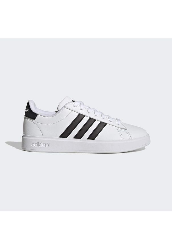 Adidas - Buty Grand Court Cloudfoam Lifestyle Court Comfort. Kolor: biały, czarny, wielokolorowy. Materiał: skóra ekologiczna, guma, materiał, tkanina. Model: Adidas Cloudfoam. Sport: turystyka piesza